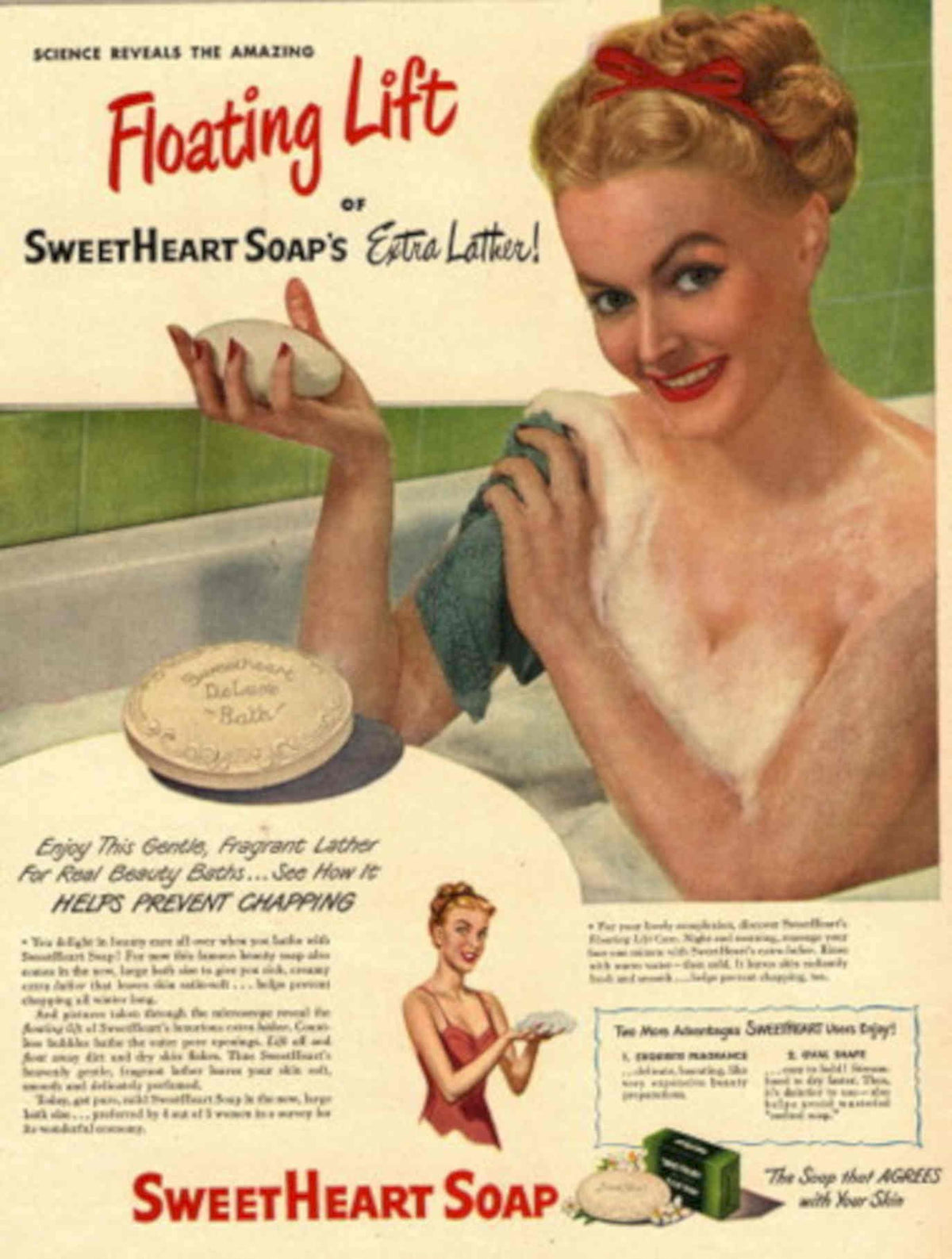 Sweetheart Soap Bath 1940s Vintage Retro Advert Poster