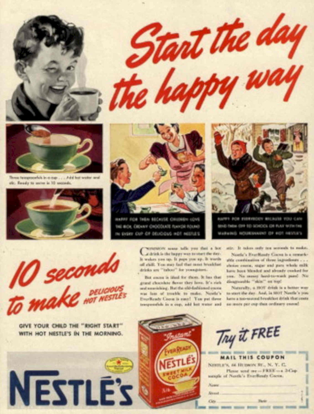 Sweetmilk Cocoa Families 1930s Vintage Retro Advert Poster