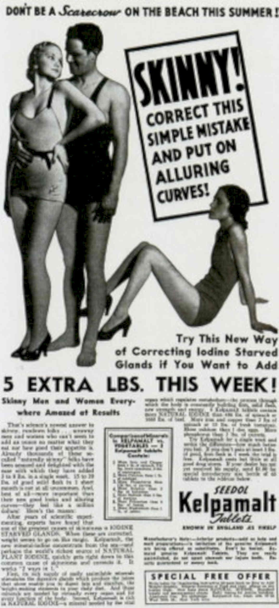Swimsuit Curves Skinny 1930s Vintage Retro Advert Poster