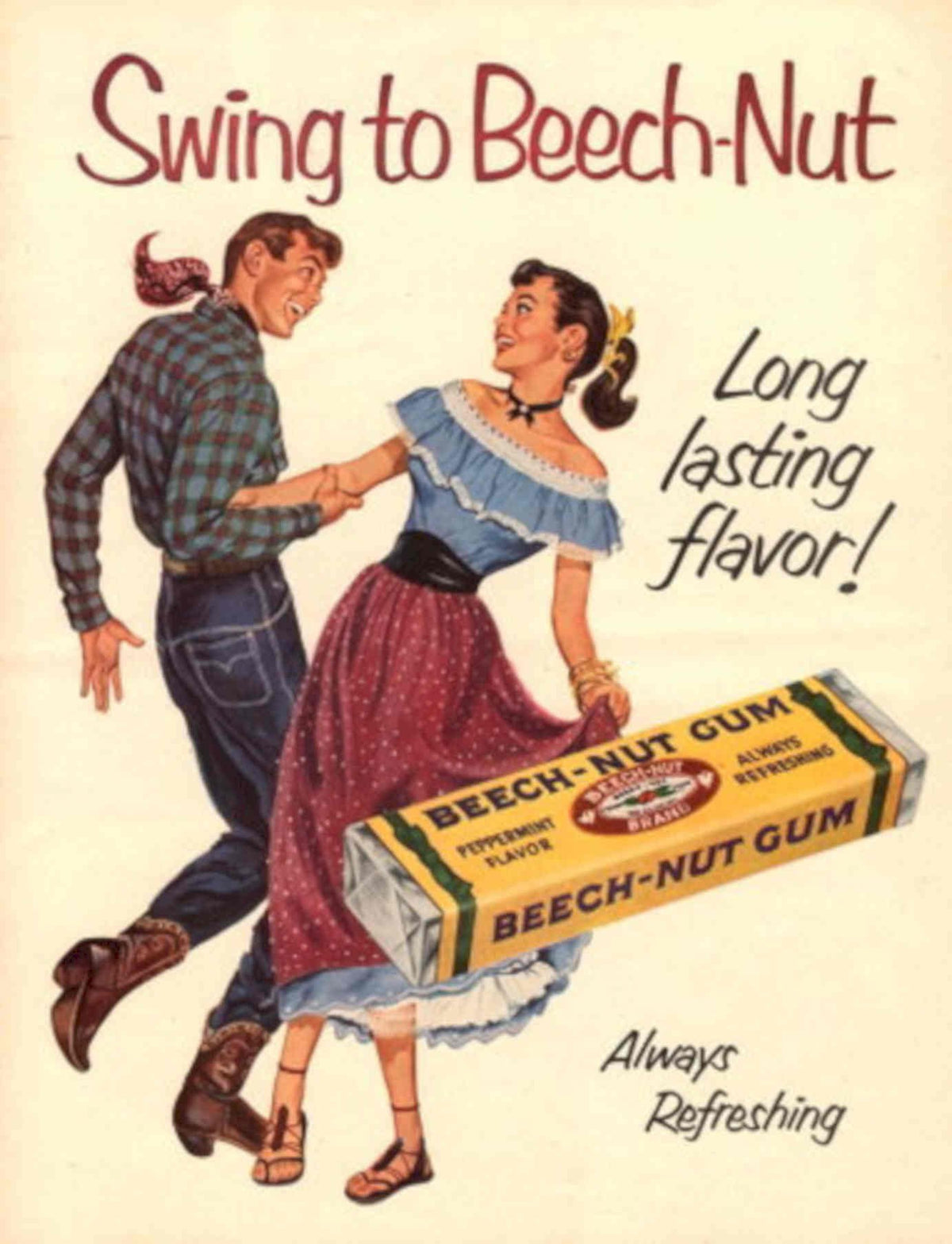 Swing Dance Beechnut 1940s Vintage Retro Advert Poster