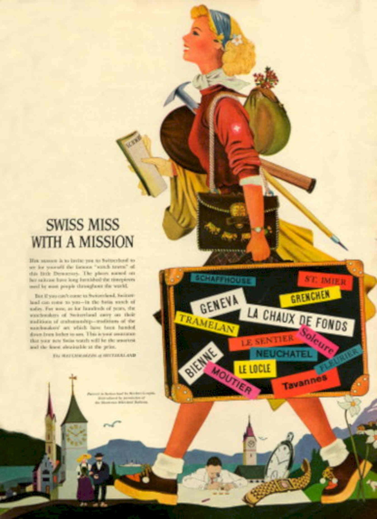 Swiss Travel Mission 1940s Vintage Retro Advert Poster
