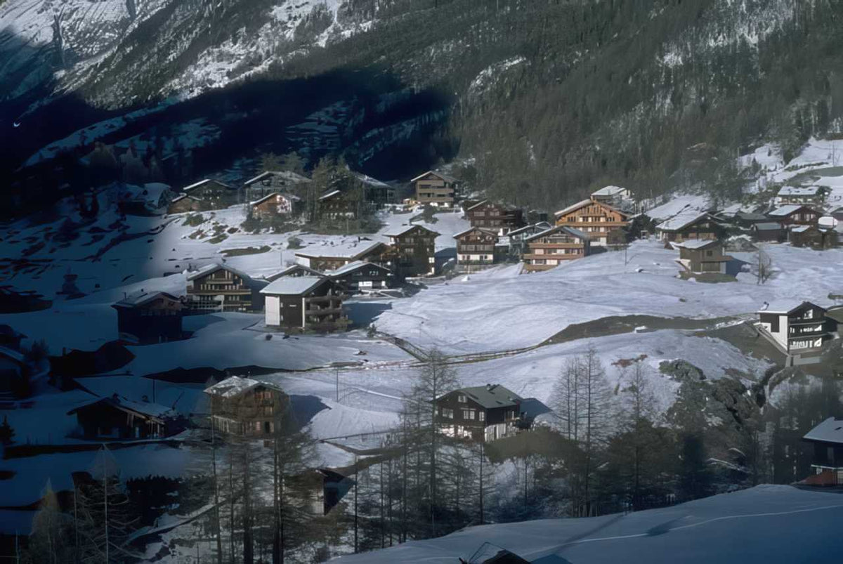 Switzerland Alpine Village Winter A4 Photo Print