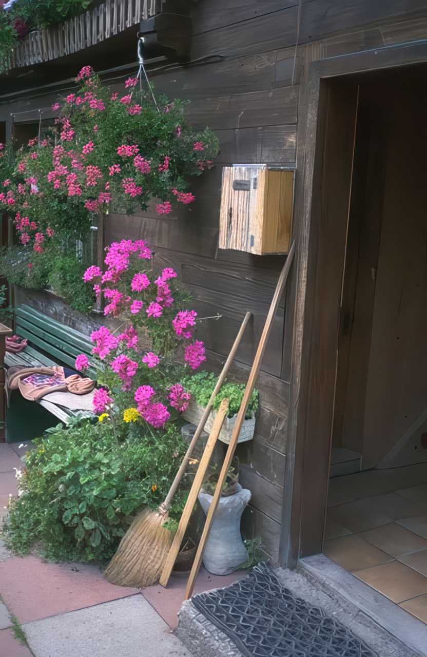 Switzerland Cottage Balcony Flowers A4 Photo Print