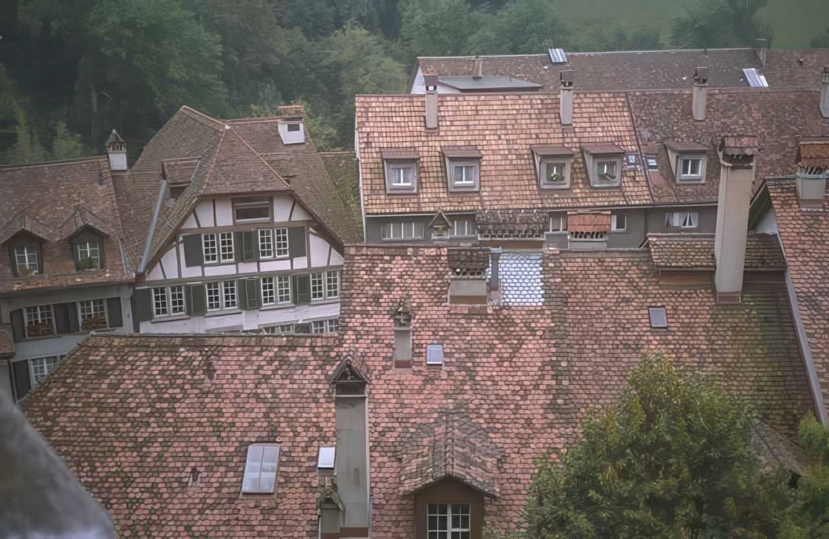 Switzerland European Rooftops Architecture A4 Photo Print