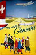 Switzerland Geneva Planes Vintage Retro Advert Poster A4 Photo Print
