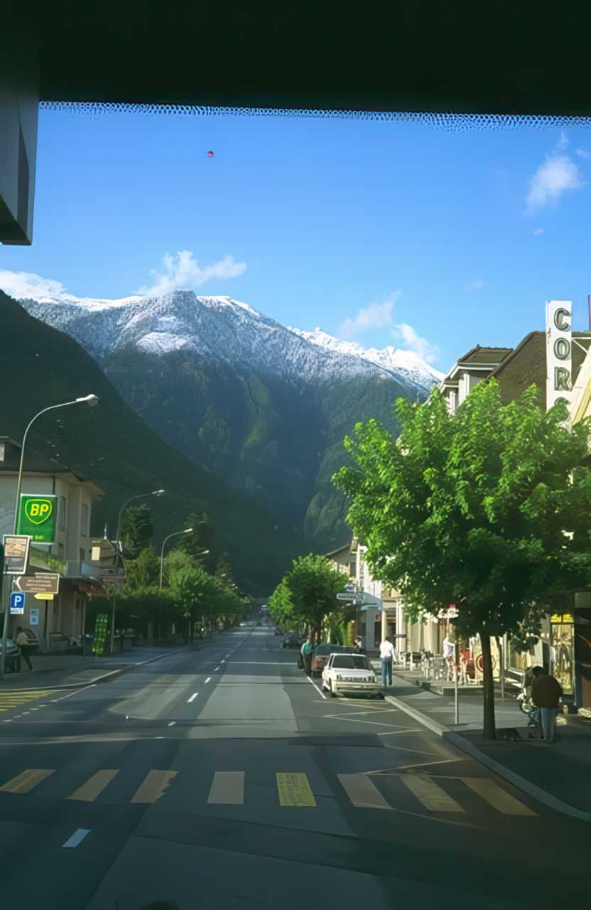 Switzerland Mountain Town Street A4 Photo Print