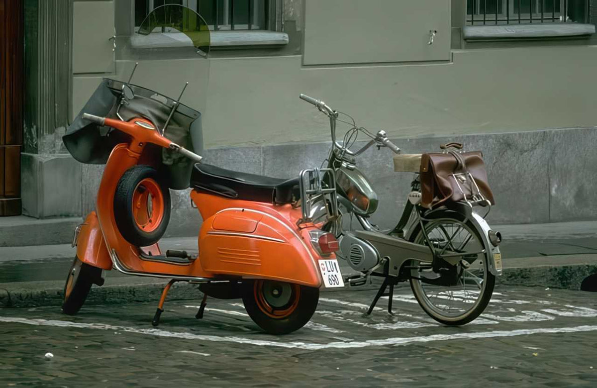 Switzerland Vintage Scooters Luxembourg A4 Photo Print