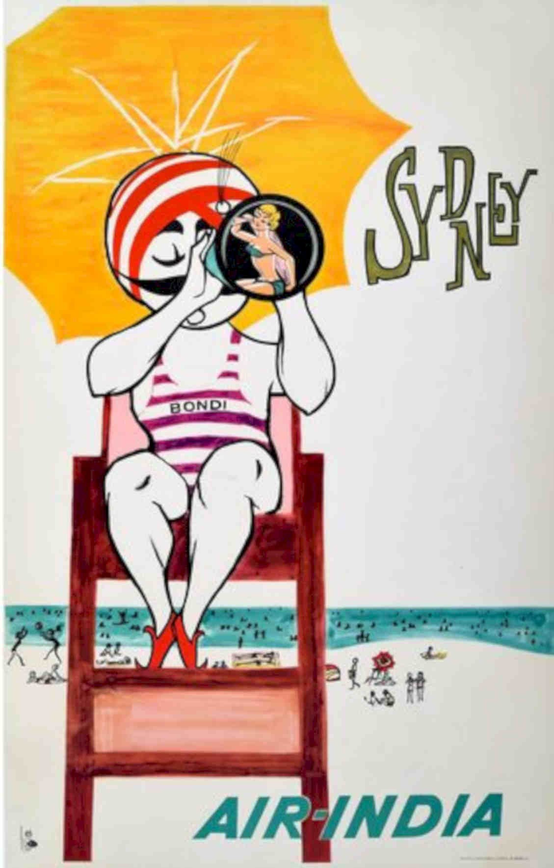 Sydney Air India Vintage Retro Advert Poster A4 Photo Print