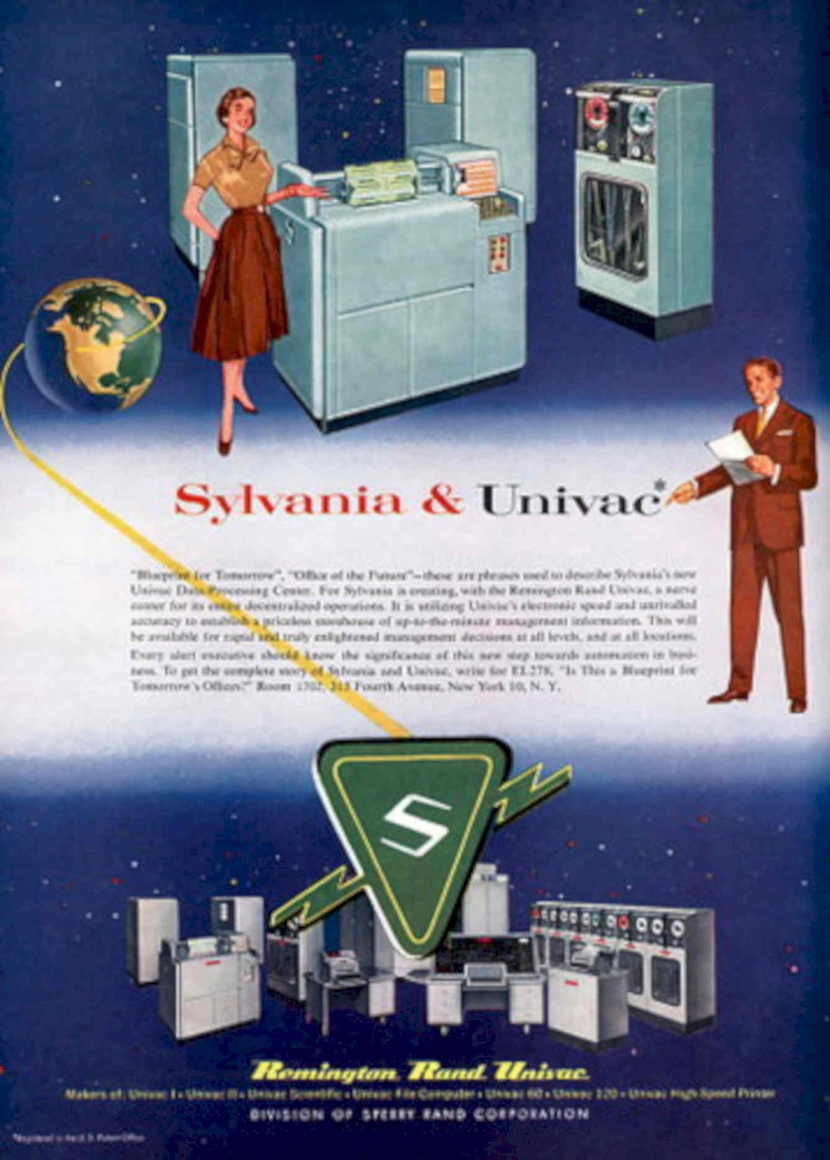 Sylvia Univac Blueprint 1950s Vintage Retro Advert Poster