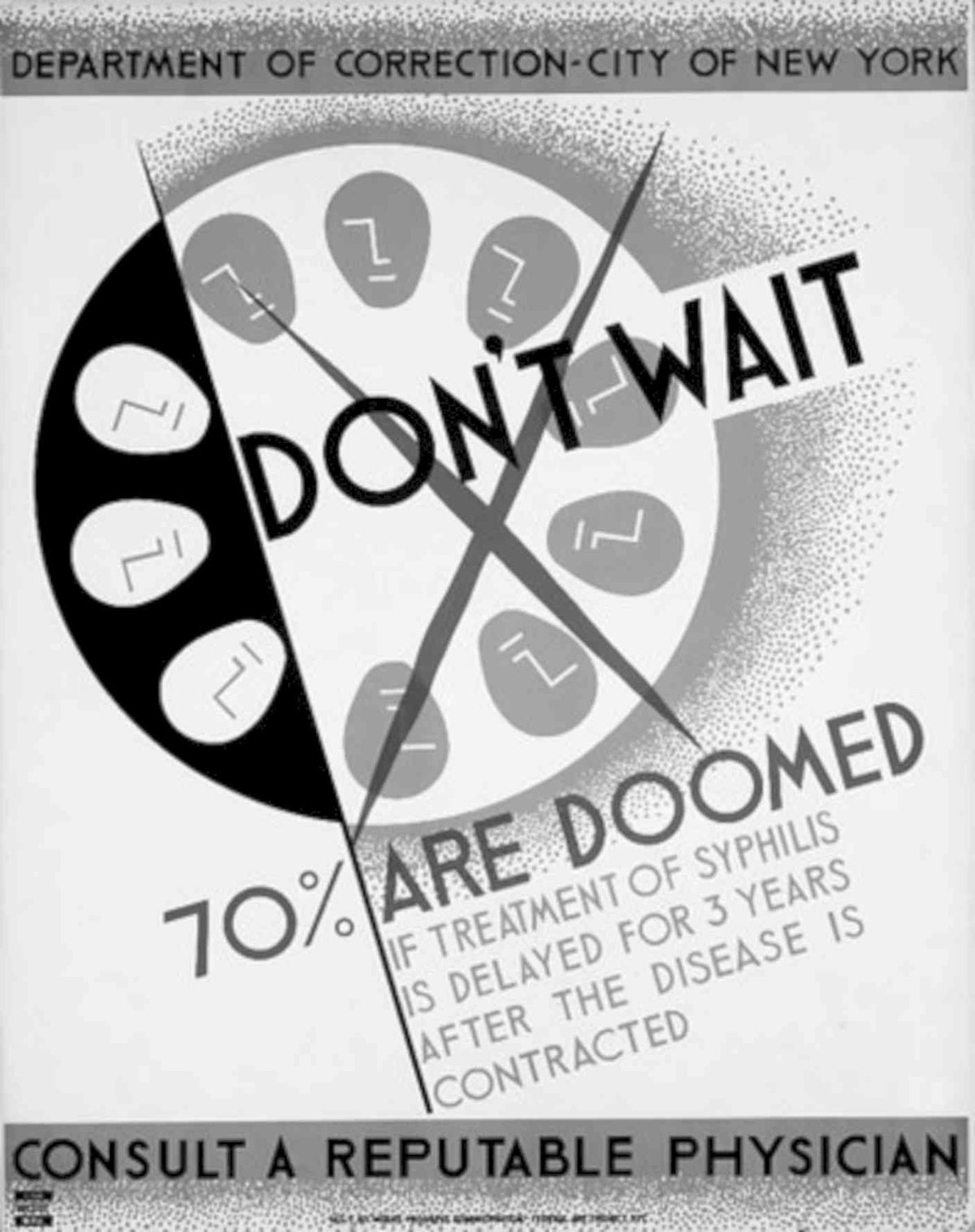 Syphilis Clock Warning 1950s Vintage Retro Advert Poster