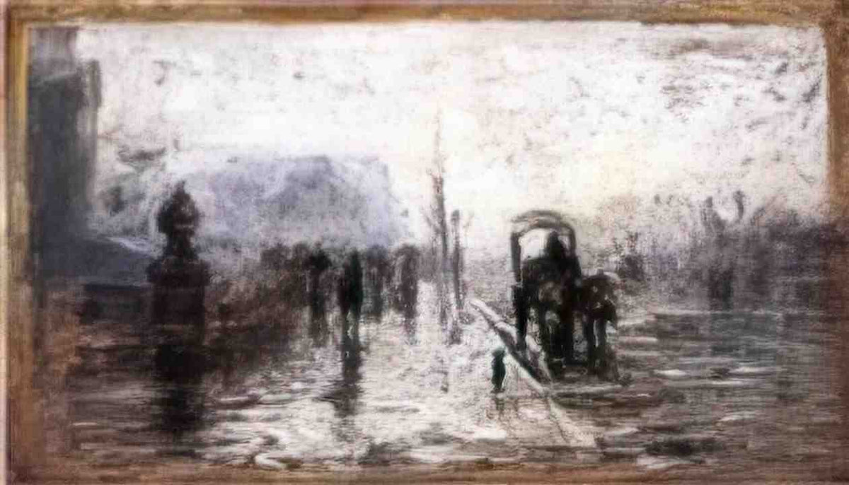 T C Steele street scene with carriage Art A4 Photo Print