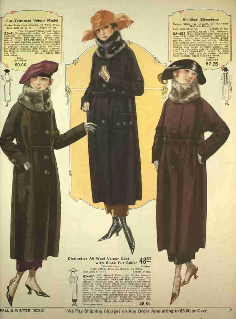 T Eaton Fall & Winter Catalogue 1920 21 Fur trimmed Coats A4 Photo Print