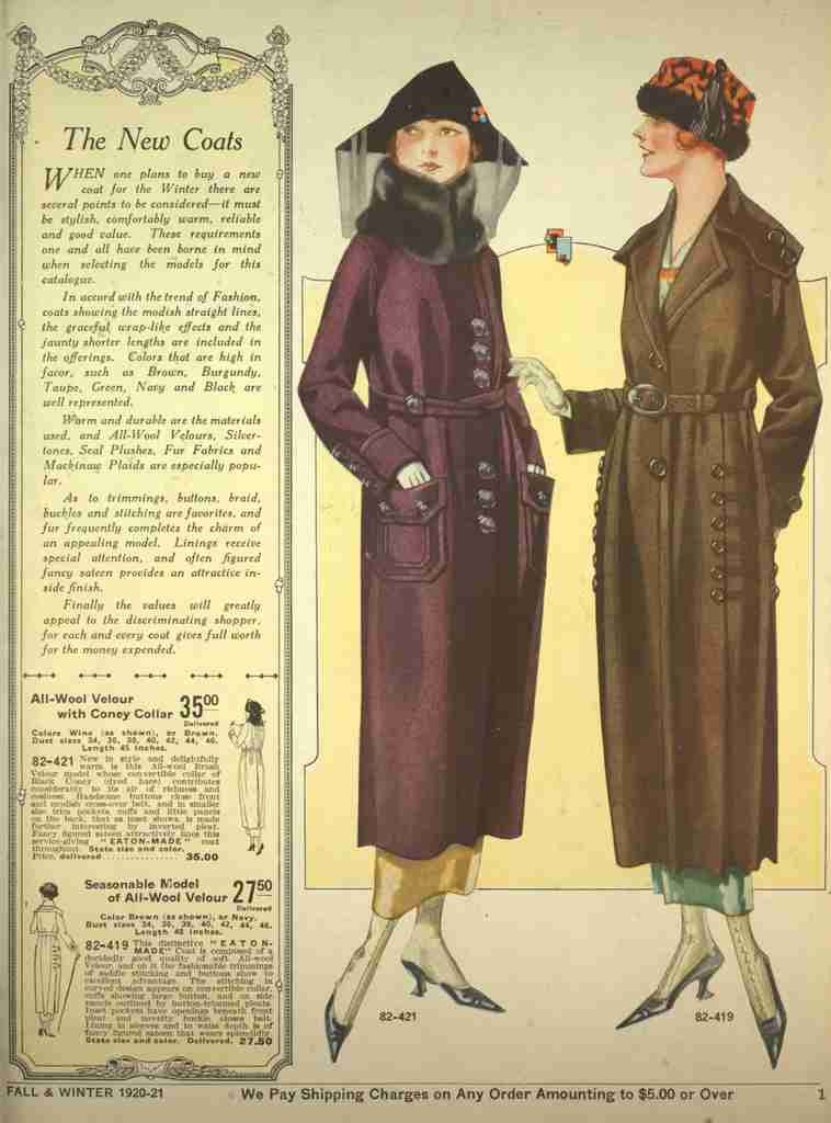 T Eaton Fall & Winter Catalogue 1920 21 The New Coats A4 Photo Print