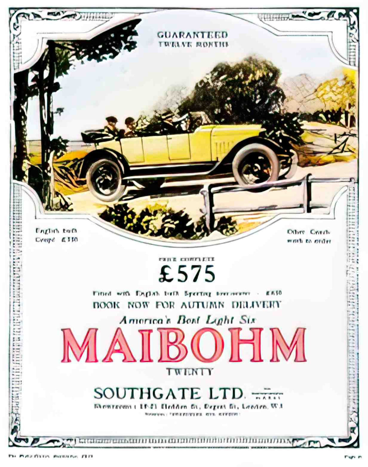 TRCR1116, Maibohm, 1921  Advert A4 Photo Print