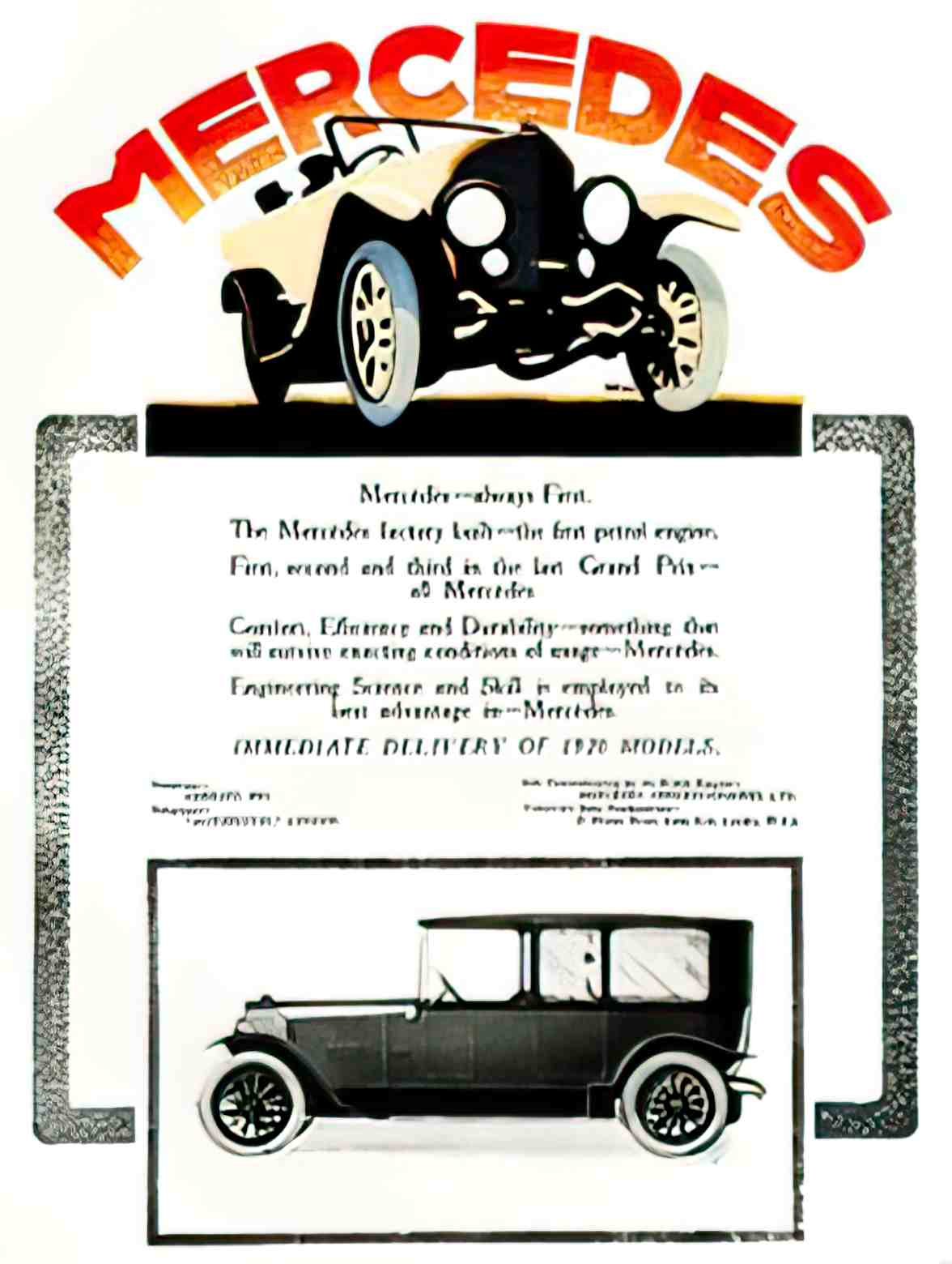 TRCR1178, Mercedes 1920  Advert A4 Photo Print