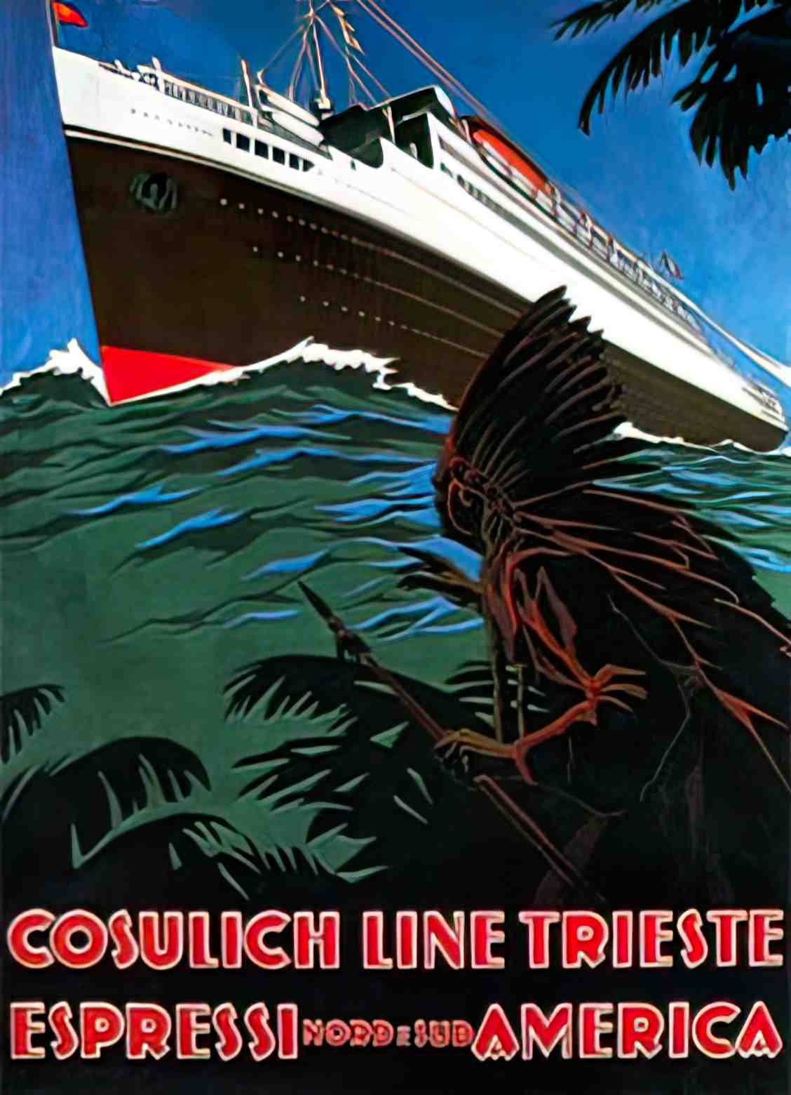 TRCS1032, Cosulich Line Tri Advert A4 Photo Print