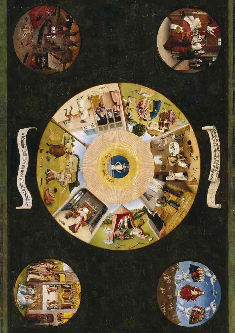 Table with scenes of the seven deadly sins by Bosch bigger circles A4 Photo Print