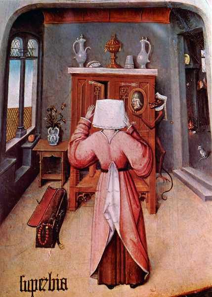 Table with scenes of the seven deadly sins detail 2 Bosch A4 Photo Print
