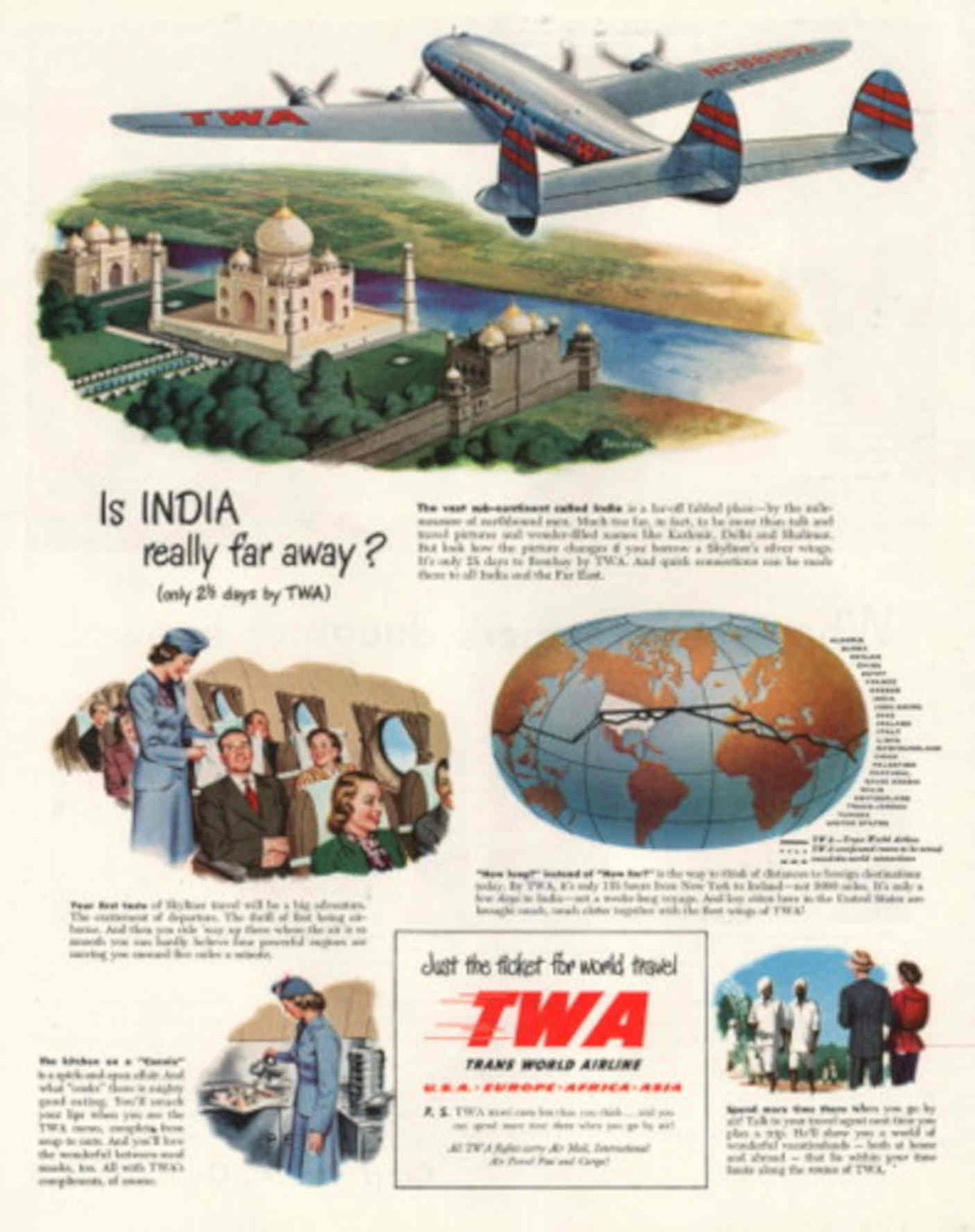 Taj Mahal Dc4 1940s Vintage Retro Advert Poster