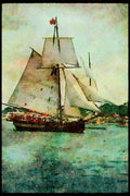 Tall Sail Boats Ship 257002 Single masted Schooner A4 Limited Edition Watercolour Print