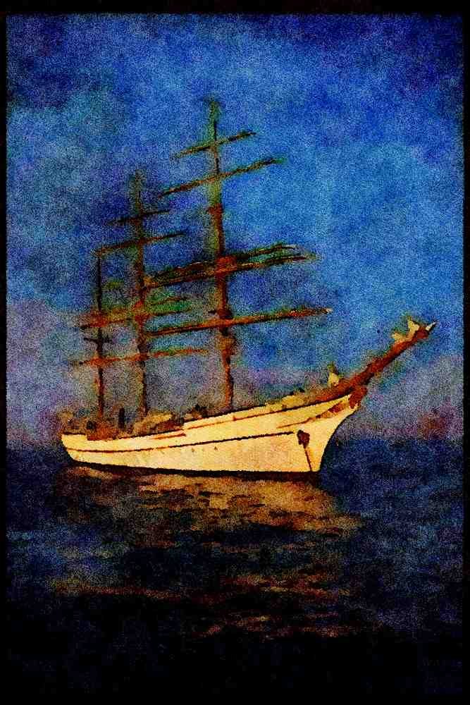 Tall Sail Boats Ship 257003 Gloria, Three masted Bark, Columbia A4 Limited Edition Watercolour Print
