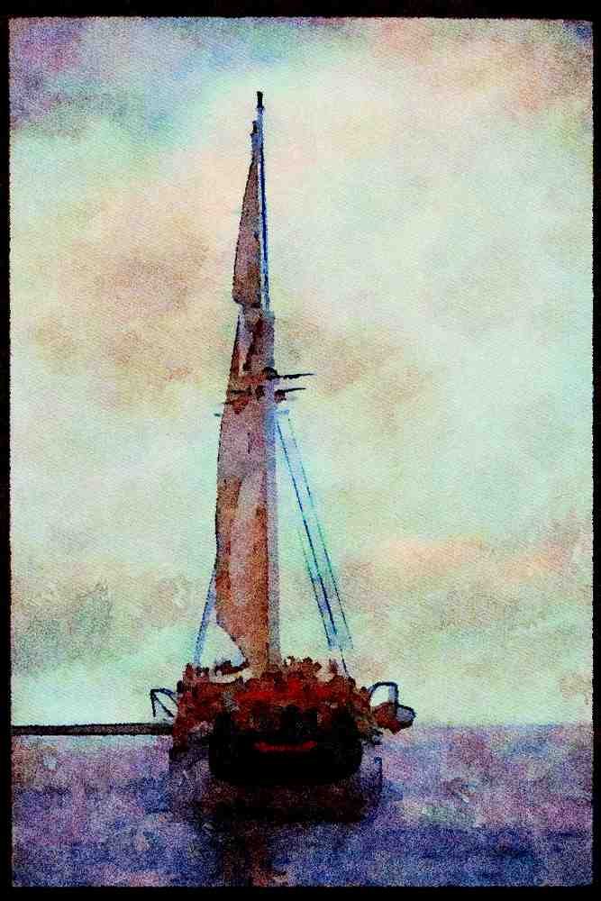 Tall Sail Boats Ship 257005 The Fantome, Raising Sails A4 Limited Edition Watercolour Print