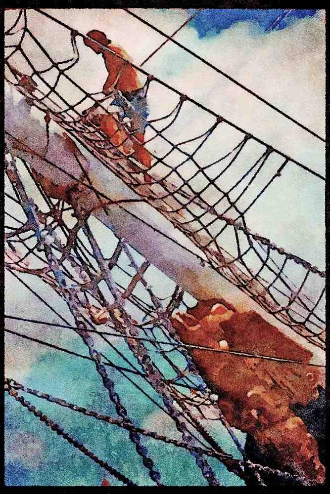 Tall Sail Boats Ship 257006 The Fantome, Preparation For Sailing A4 Limited Edition Watercolour Print