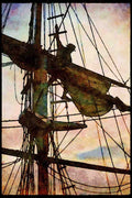 Tall Sail Boats Ship 257009 The Black Pearl, Skipper In The Rigging A4 Limited Edition Watercolour Print