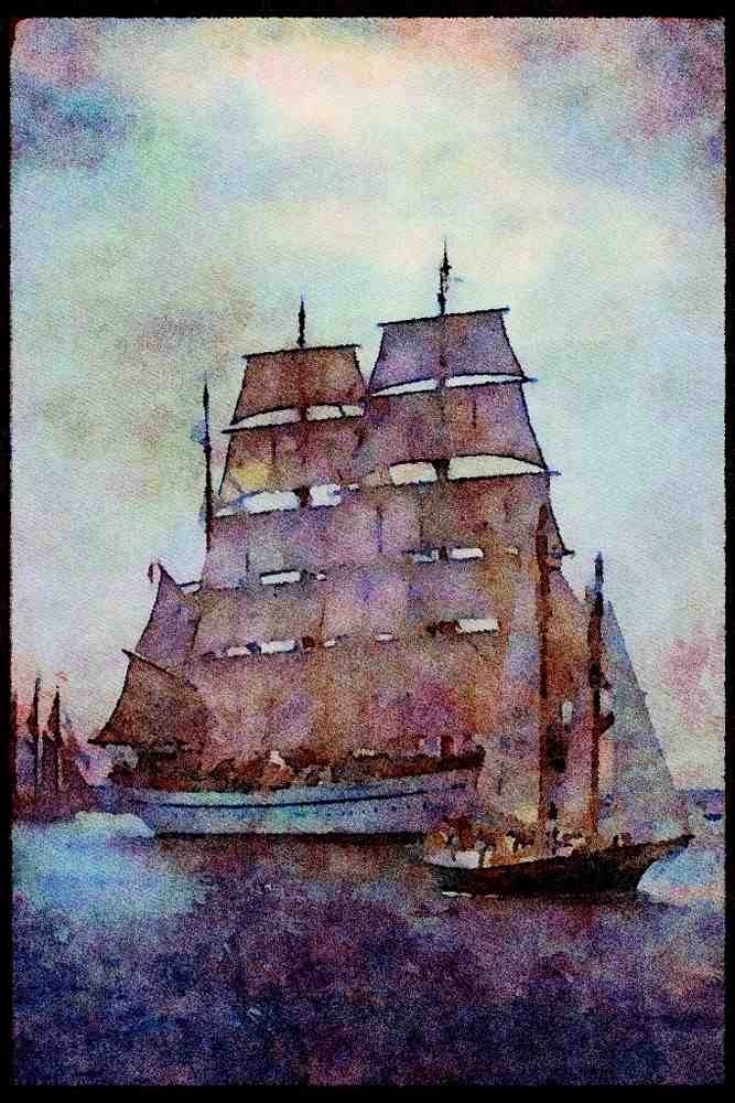 Tall Sail Boats Ship 257027 Gorch Fock II, Three masted Bark, Germany A4 Limited Edition Watercolour Print