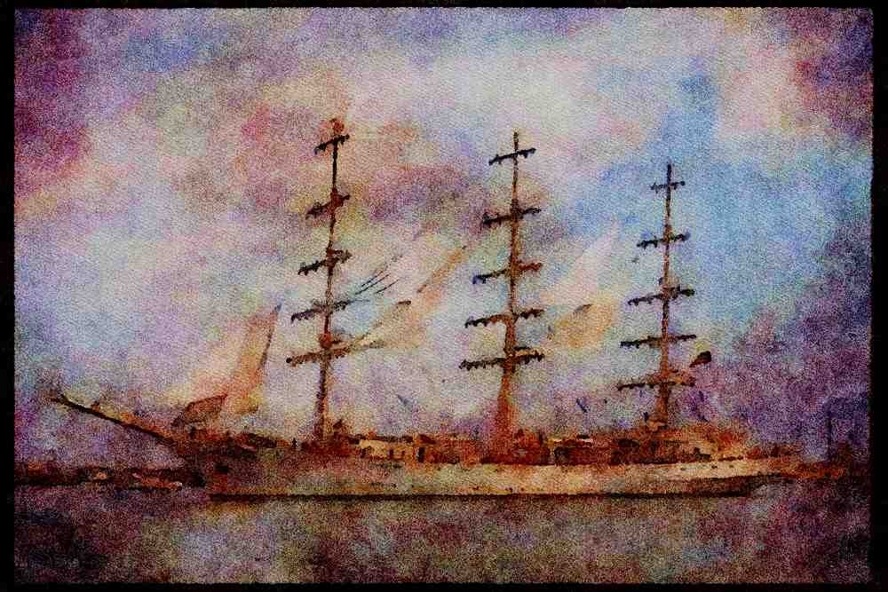 Tall Sail Boats Ship 257029 Mir, Square rigged Ship A4 Limited Edition Watercolour Print