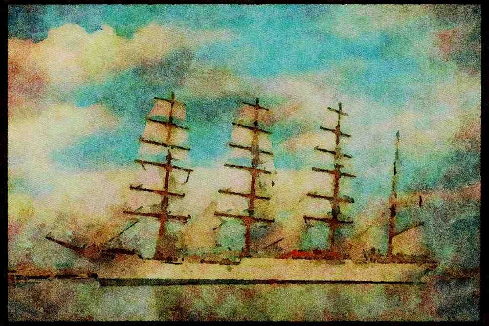 Tall Sail Boats Ship 257051 Sedov, Four masted Bark, Russia A4 Limited Edition Watercolour Print