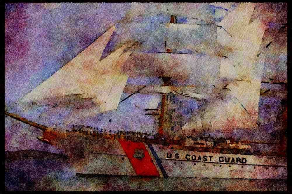 Tall Sail Boats Ship 257068 USS Eagle, Close up A4 Limited Edition Watercolour Print