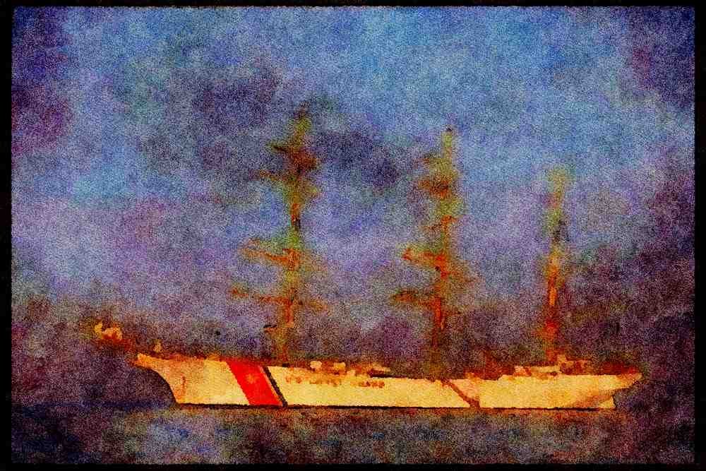 Tall Sail Boats Ship 257069 USS Eagle, US Coastguard A4 Limited Edition Watercolour Print