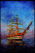 Tall Sail Boats Ship 257084 Amerigo Vespucci, Full Rigged Ship, Italy A4 Limited Edition Watercolour Print