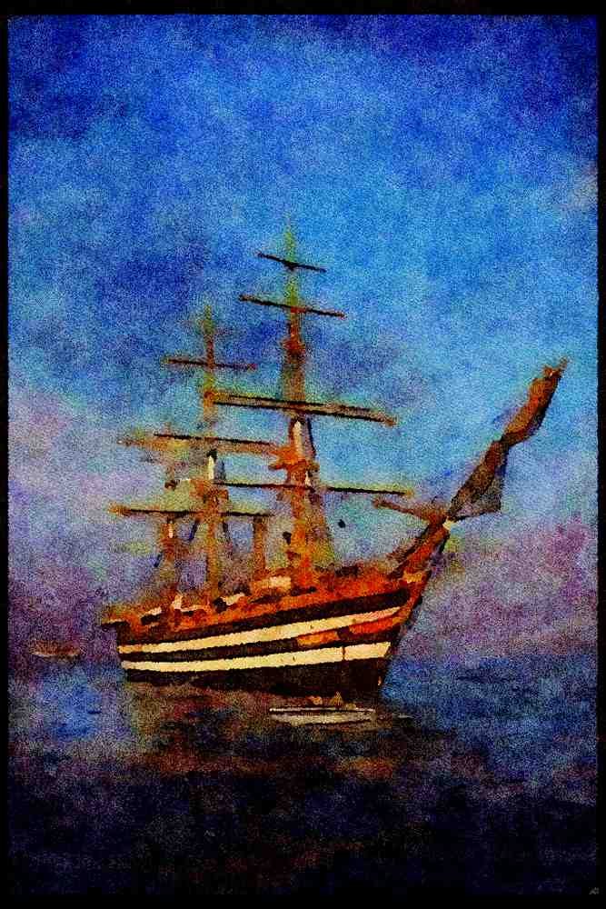 Tall Sail Boats Ship 257084 Amerigo Vespucci, Full Rigged Ship, Italy A4 Limited Edition Watercolour Print