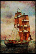 Tall Sail Boats Ship 257087 Galaxy, Two masted Square Rigger, USA A4 Limited Edition Watercolour Print
