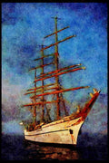 Tall Sail Boats Ship 257094 Gloria, Three masted Bark, Columbia A4 Limited Edition Watercolour Print