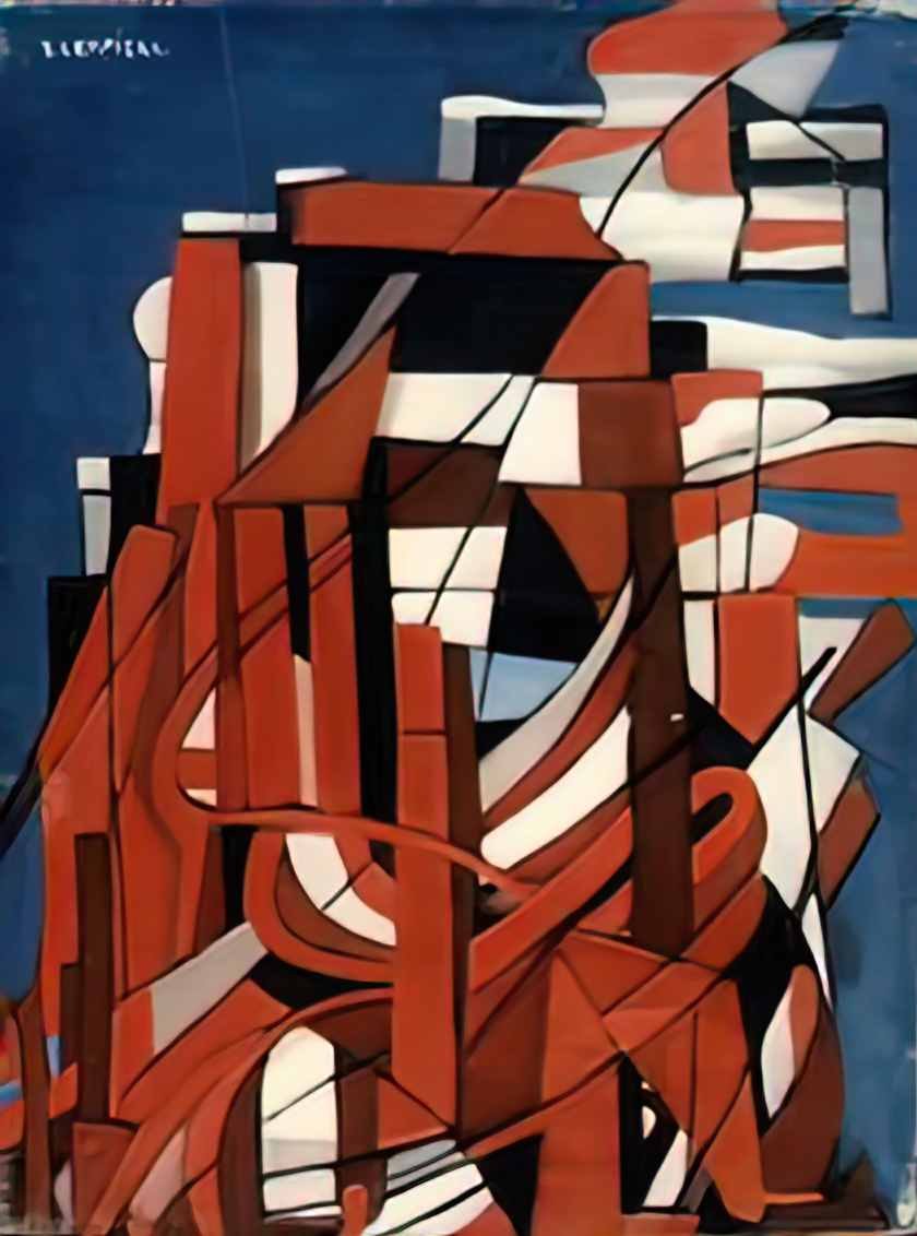 Tamara de Lempicka abstract composition in red and blue i 1953 Art A4 Photo Print