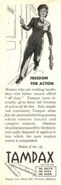 Tampax Action Pads 1950s Vintage Retro Advert Poster