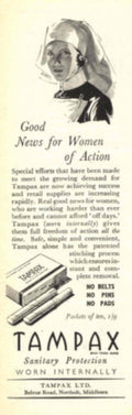 Tampax Action Women 1940s Vintage Retro Advert Poster