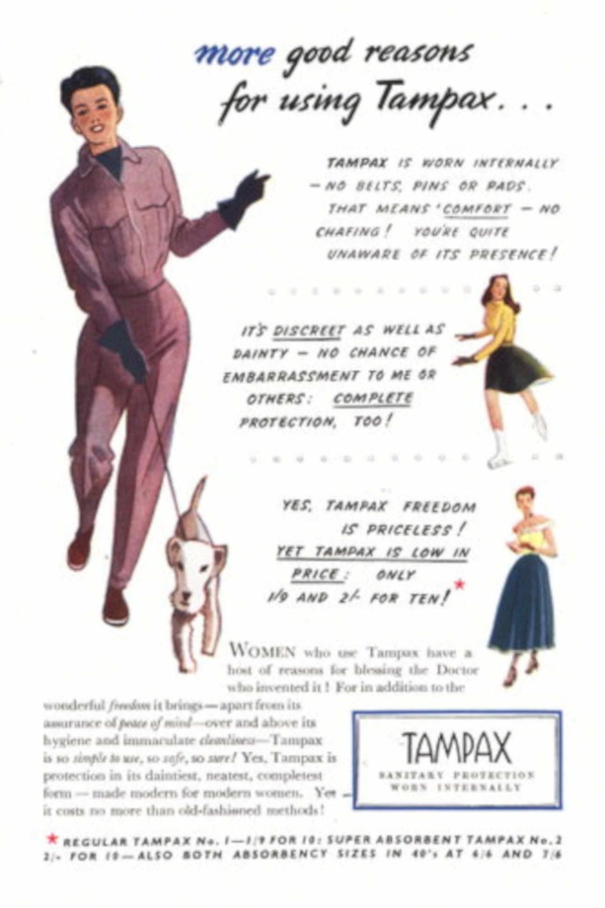 Tampax Advertisement 1950s 1960s Vintage Retro Advert