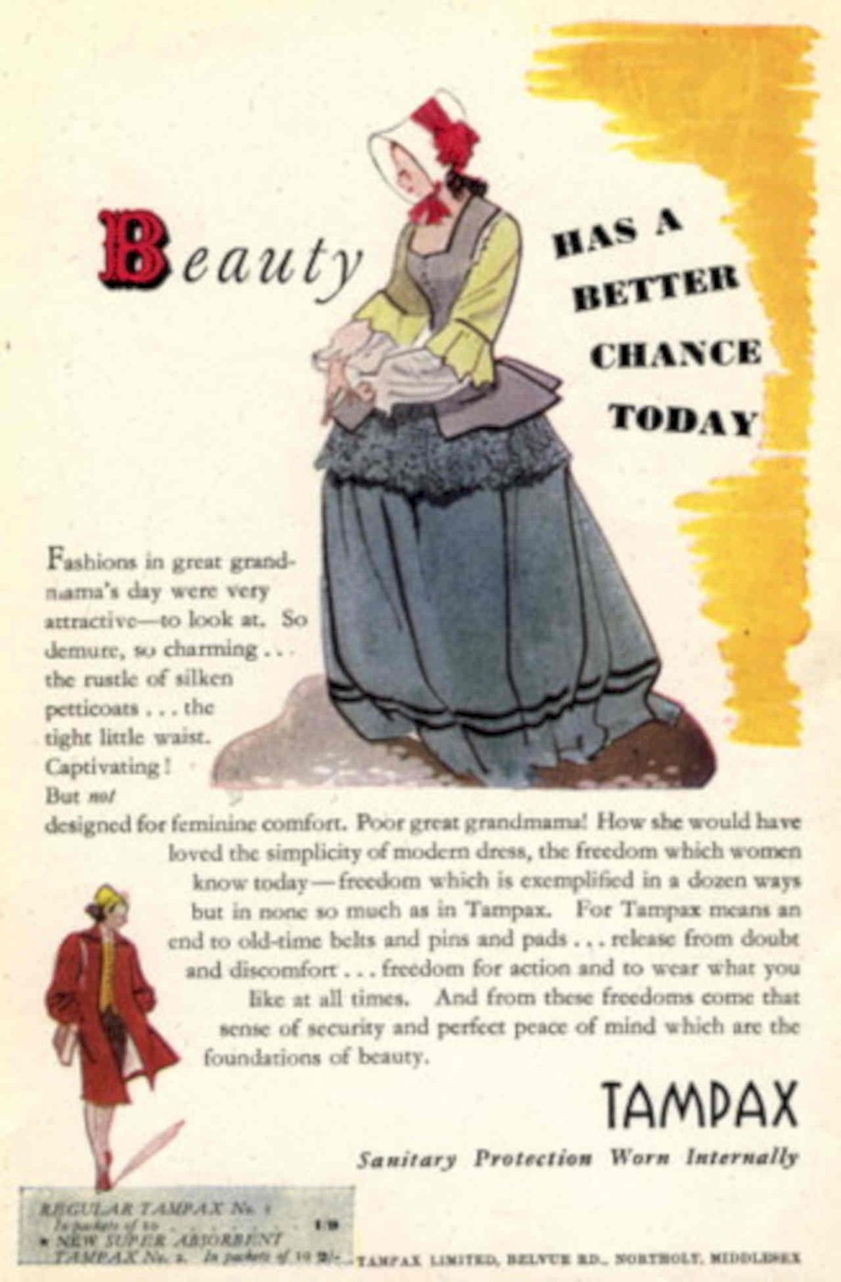 Tampax Beauty Chance 1940s Vintage Retro Advert Poster
