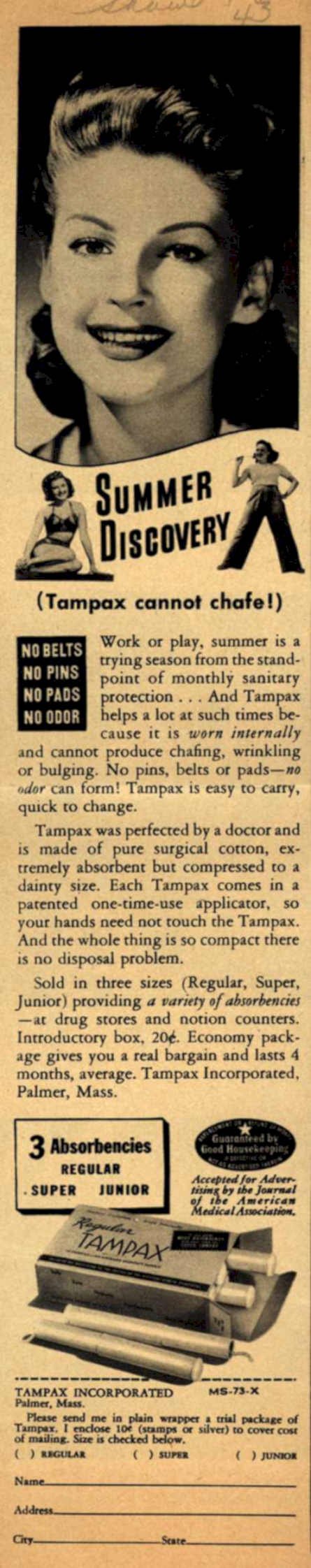 Tampax Summer Discovery Vintage Retro Advert Ads A4 Photo Print