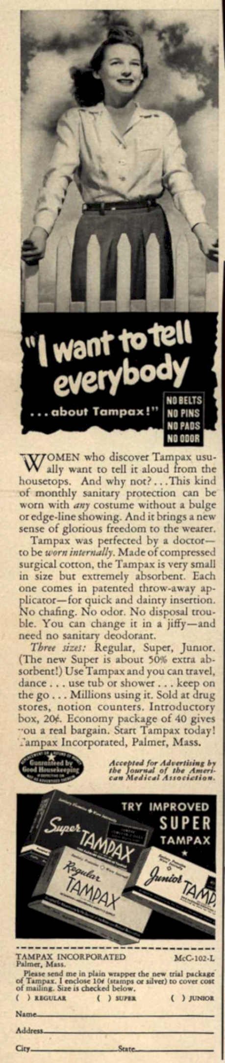 Tampax Super Junior Vintage Retro Advert Ads A4 Photo Print