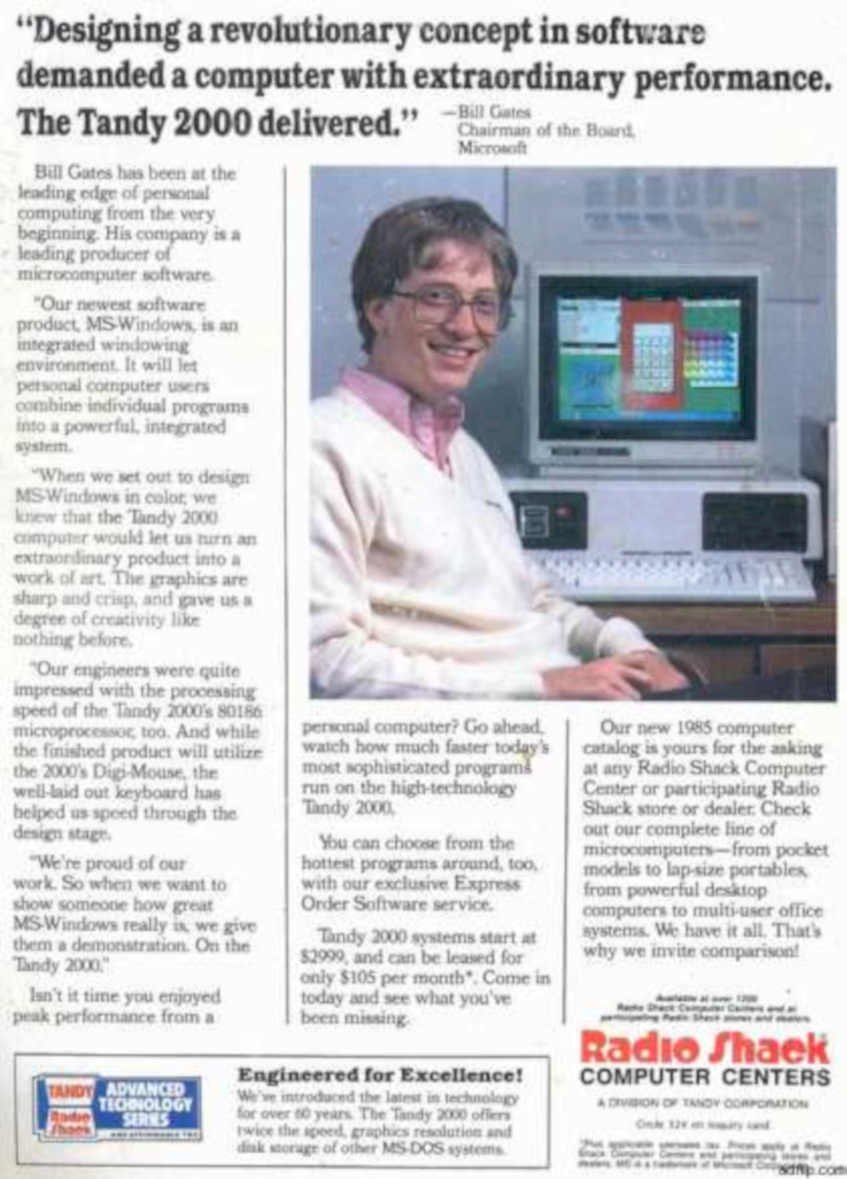 Tandy 2000 Bill Vintage Retro Advert Ads A4 Photo Print