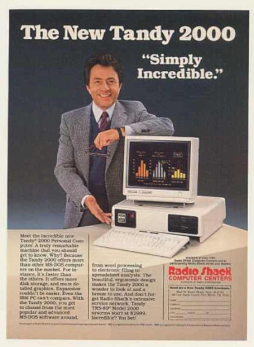 Tandy 2000 Computer 2 Vintage Retro Advert Ads A4 Photo Print