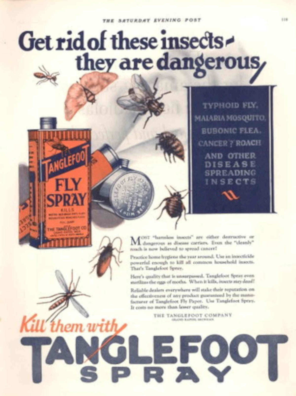 Tanglefoot Fly Spray 1930s Vintage Retro Advert Poster