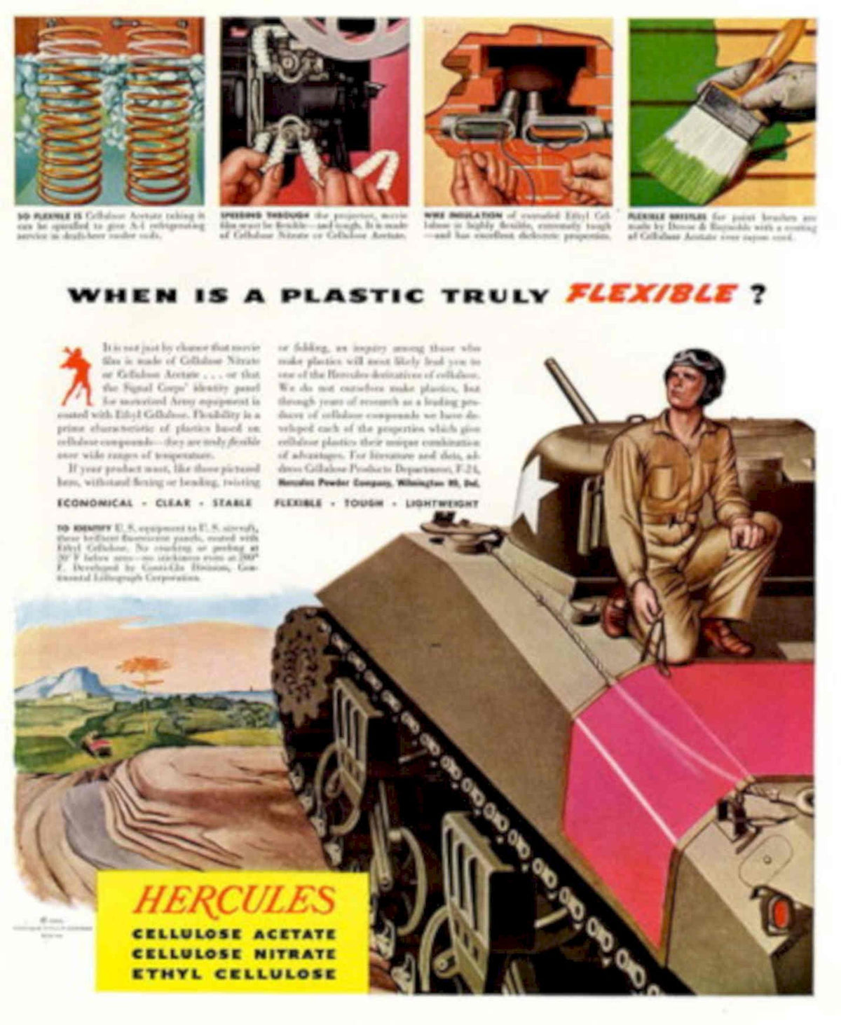 Tank Springs Flexibility 1940s Vintage Retro Advert Poster