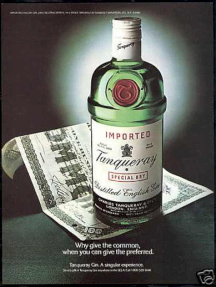 Tanqueray Gin Bottle Vintage Retro Advert Ads A4 Photo Print