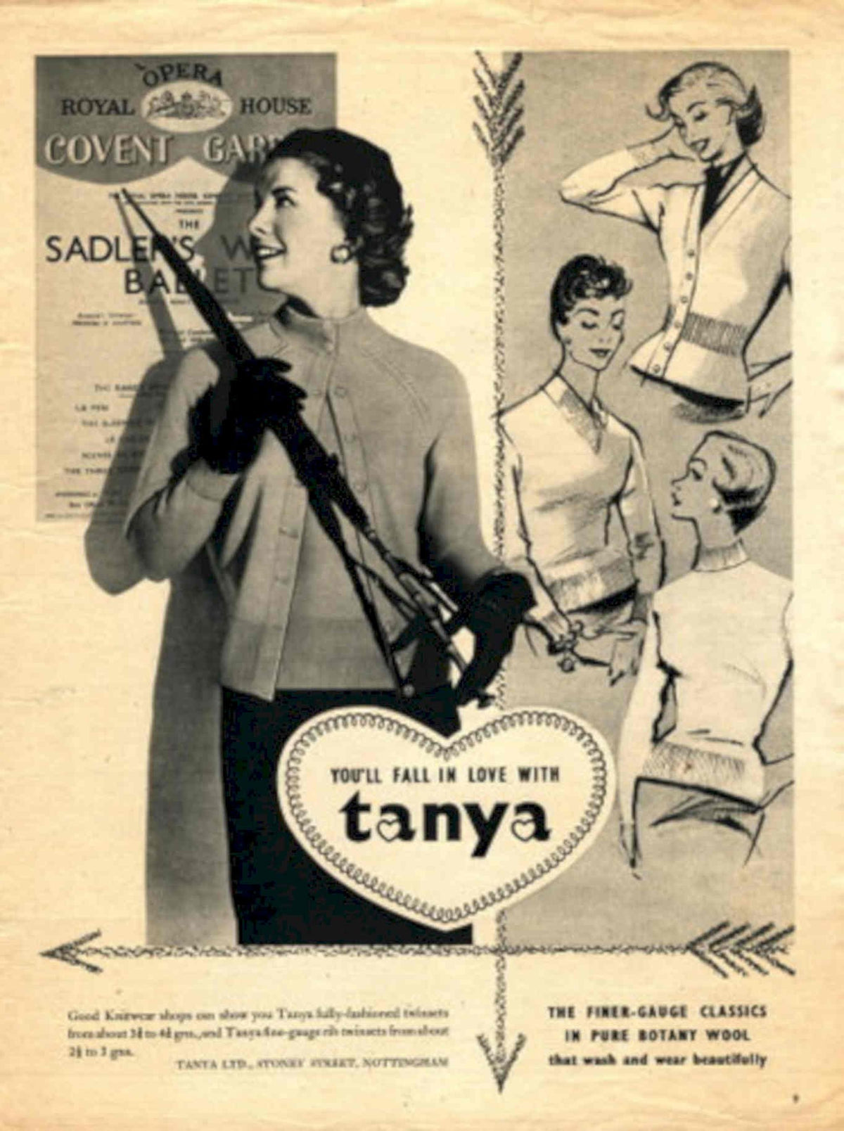 Tanya Knitwear Opera 1950s Vintage Retro Advert Poster